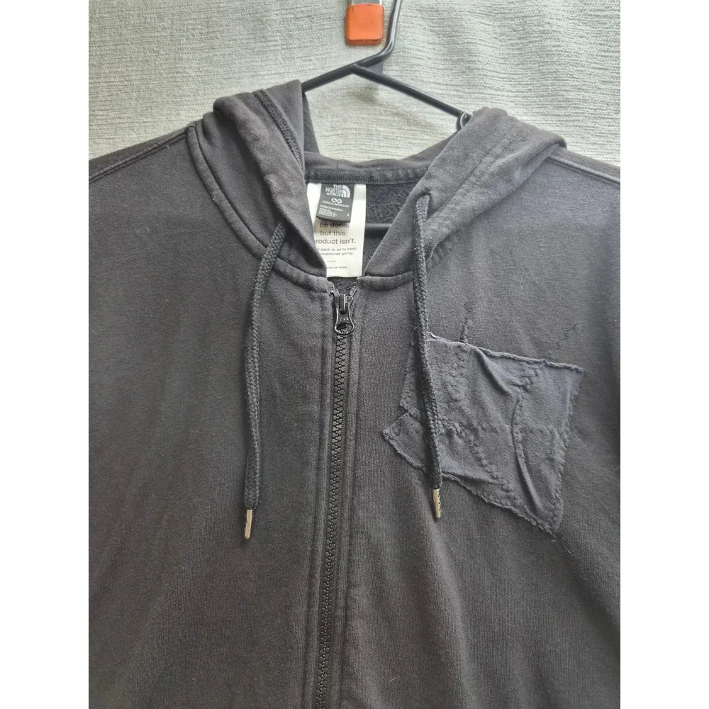 The North Face Hoodie Mens Large Black Fleece Lined Streetwear Casual Full Zip